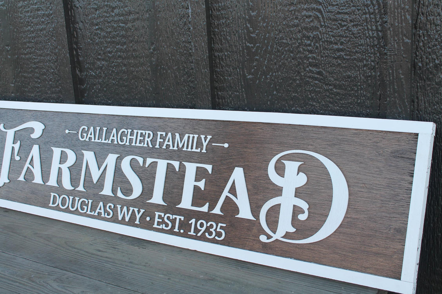 Large Family Sign 3D Large Custom Farmstead Sign Over-sized Rustic Wood Brown and White Country Western Ranch Your Name Established Custom