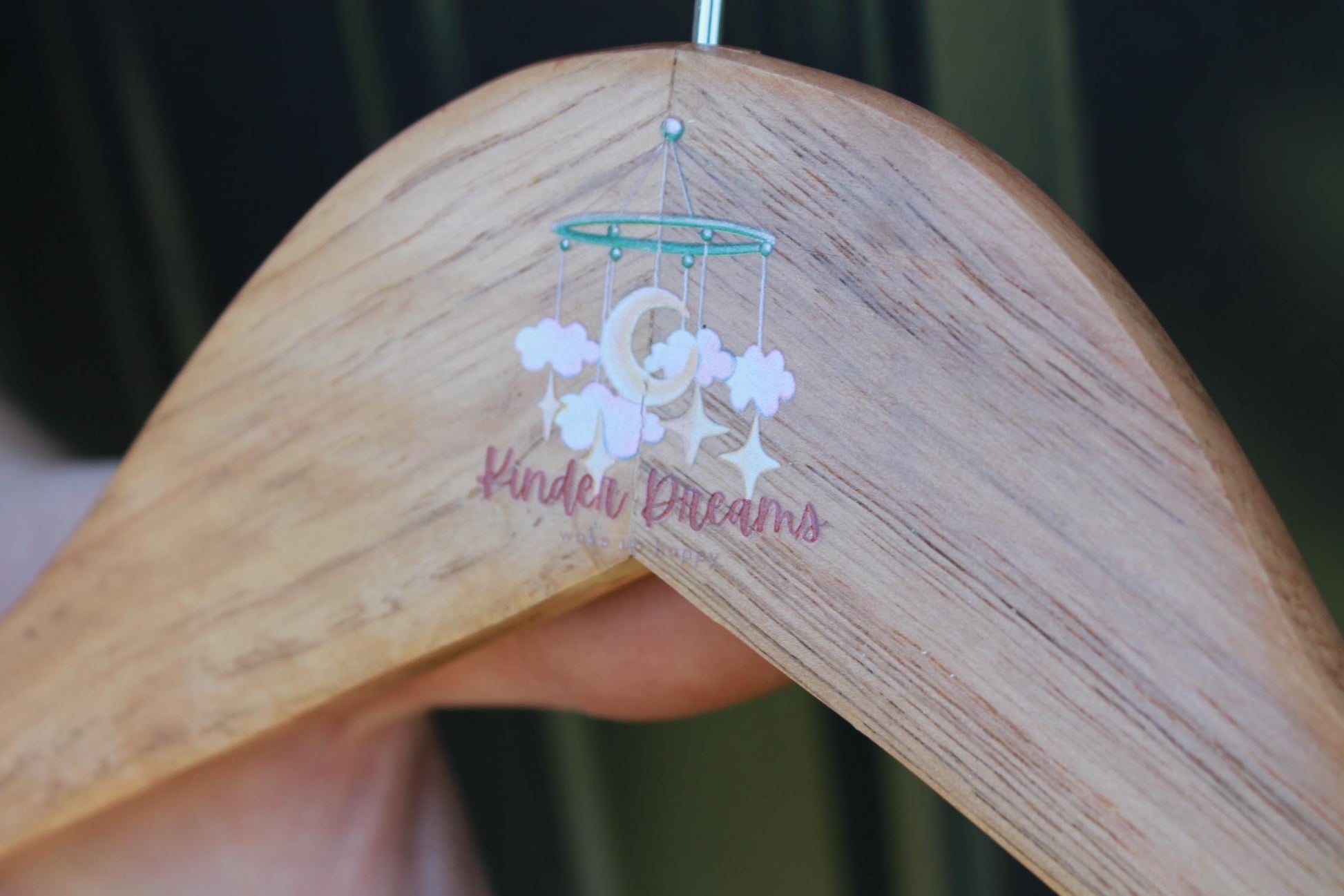 Nursery Custom UV Printed Hanger Engraved Hard Wood Sturdy clothing Coats Dreamcatcher Clouds Dreamer Kids Children clothes Moon Stars