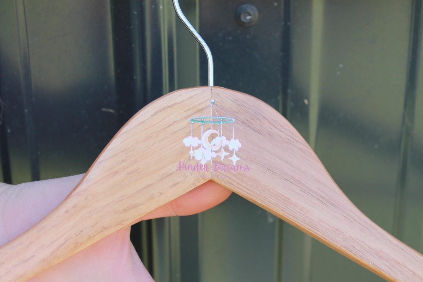 Nursery Custom UV Printed Hanger Engraved Hard Wood Sturdy clothing Coats Dreamcatcher Clouds Dreamer Kids Children clothes Moon Stars