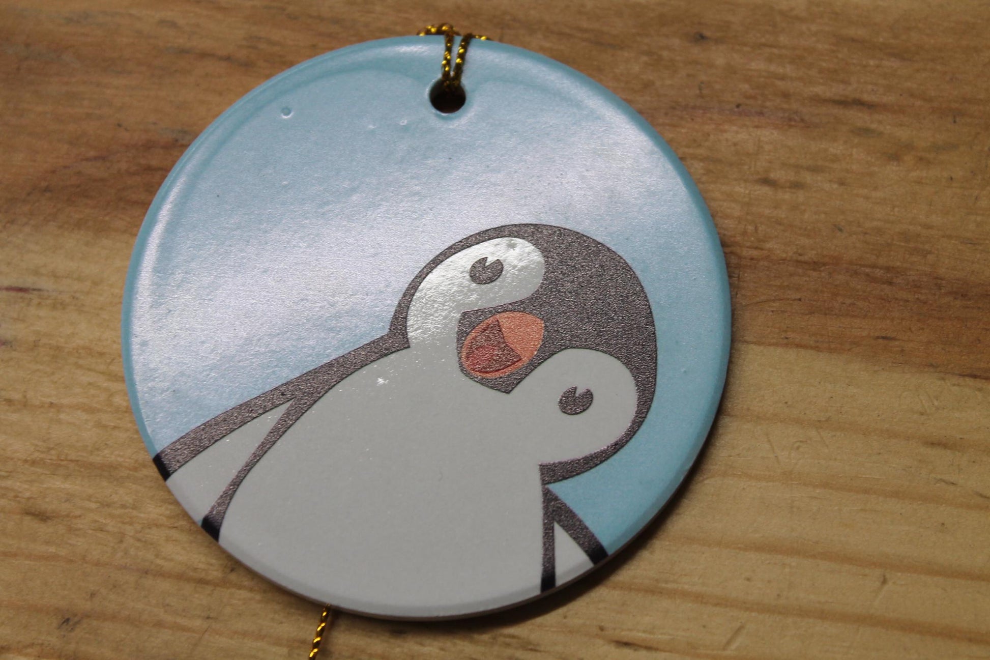 Penguin Baby Holiday Ceramic Christmas tree Decoration Animal Ornament Decor Circle Gift Cute Winter Hanging Circle Blue Bird Artic