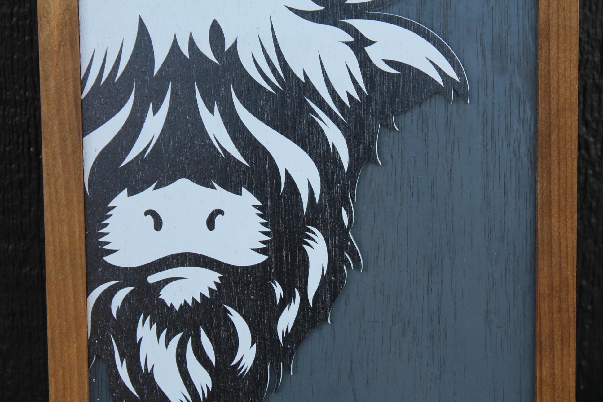 Highland Cow Wood Sign UV 3D Raised Text Hairy Heifer Farm Cow Cute Kisses Country Cottagecore Primitive Framed Wall Hanging Porch Decor