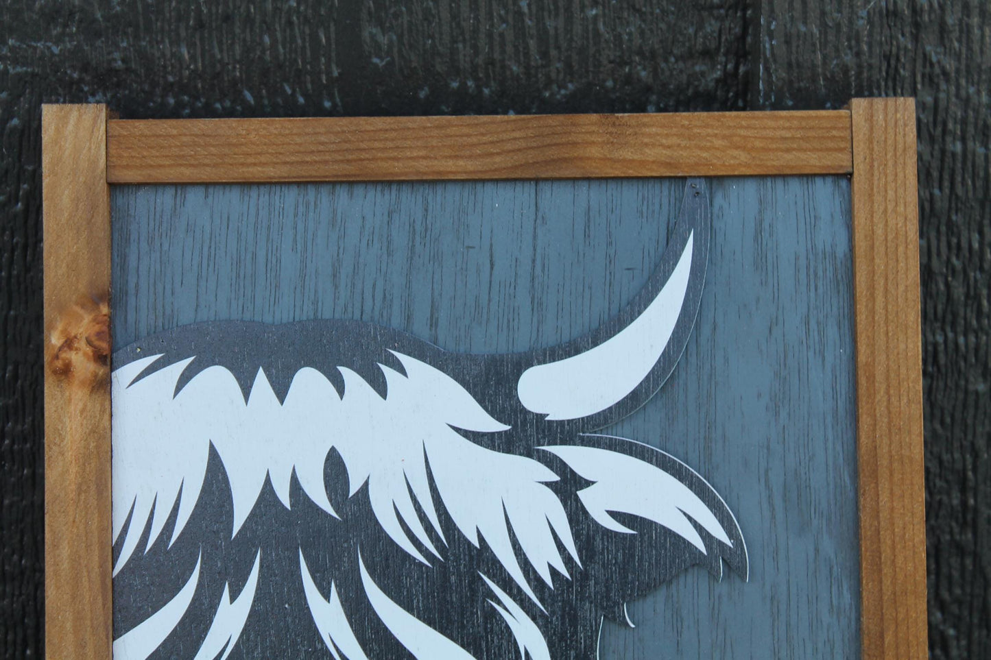 Highland Cow Wood Sign UV 3D Raised Text Hairy Heifer Farm Cow Cute Kisses Country Cottagecore Primitive Framed Wall Hanging Porch Decor