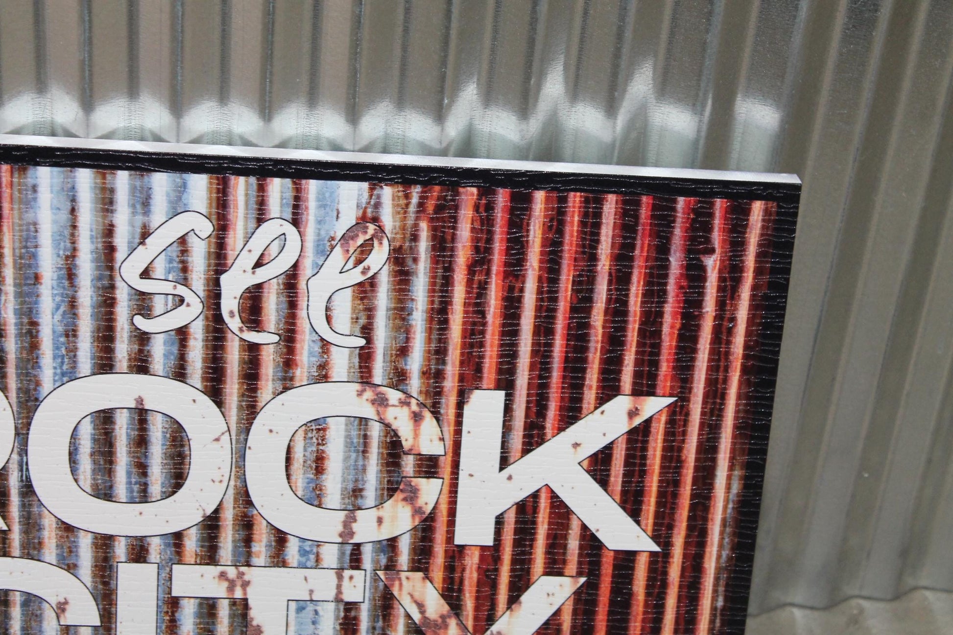 See Rock City Faux Metal UV Print Hanging Decorative Rustic Sign Country Pretty Outdoor Decor House PVC Square