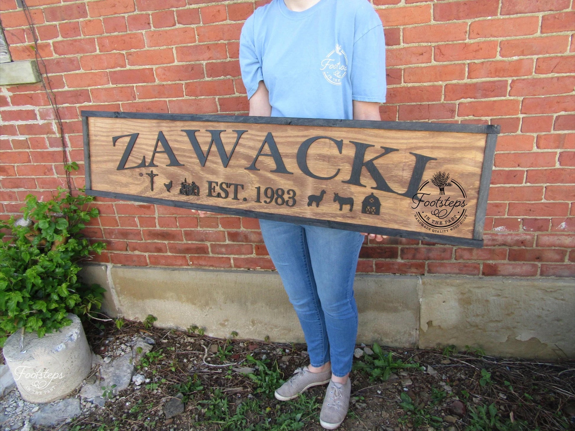 Personalized Custom Family Name Values Sign Ranch Style Wedding Gift Established Emoji Charms Icon Rustic 3d Text Handmade Wooden Decor Farm