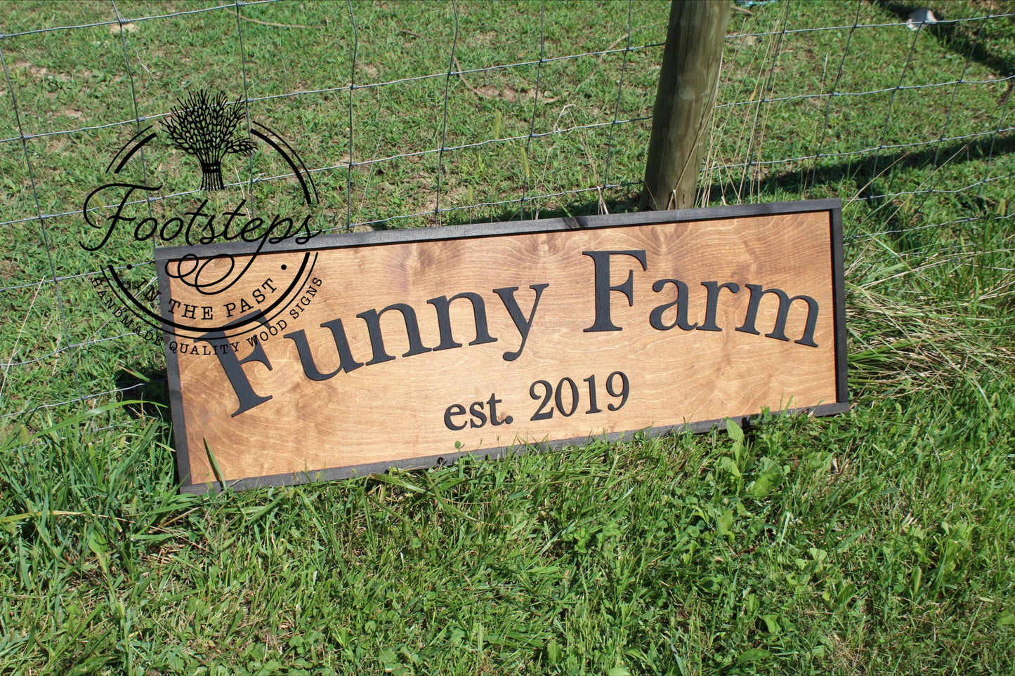 Funny Farm Homestead Ranch Enterance Large Custom Sign American Business Logo Wood Laser Cut Out 3D Extra Footstepsinthepast