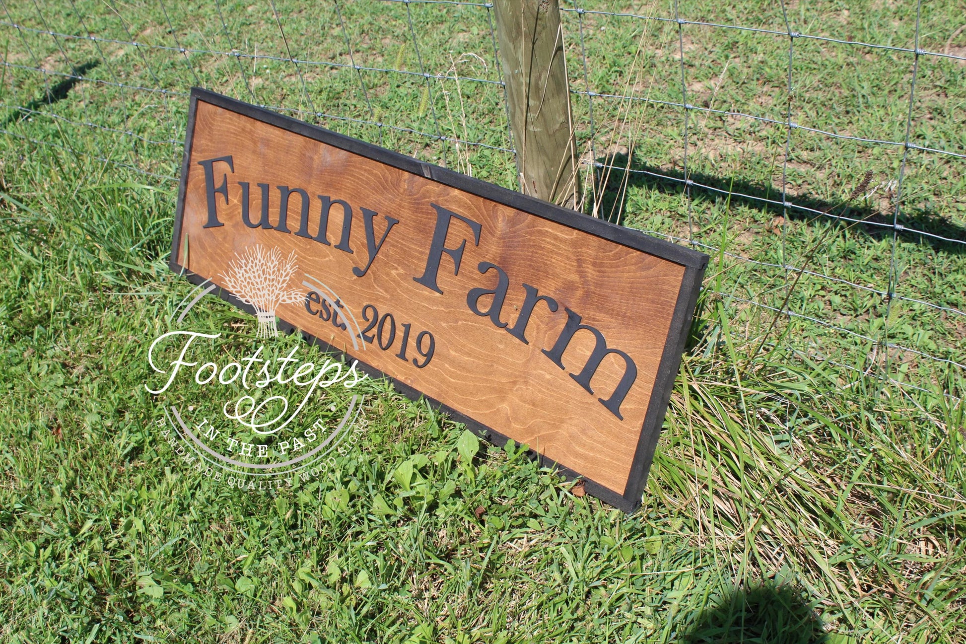 Funny Farm Homestead Ranch Enterance Large Custom Sign American Business Logo Wood Laser Cut Out 3D Extra Footstepsinthepast