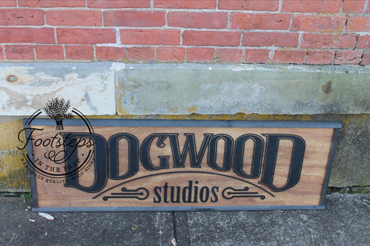 Large Custom Ranch Sign Dogwood Over-sized Rustic Business Logo Wood Laser Cut Out 3D Extra Large Sign Studio Sign Commerical signage