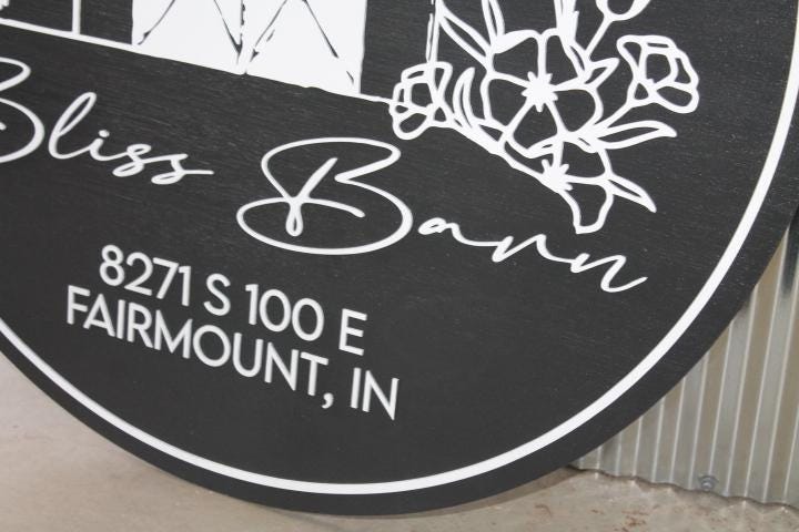 Custom Farmhouse Logo Sign Commercial Signage Rustic Modern Look 3D Raised Elevated Round Circle Storefront