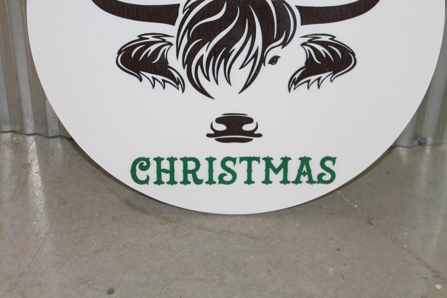 I Herd It Was Christmas Highland Cow Heifer Holiday Festive Fluffy Ornament Large Circle gift Round 3D Raised Cute Laser Cut wood Sign Decor