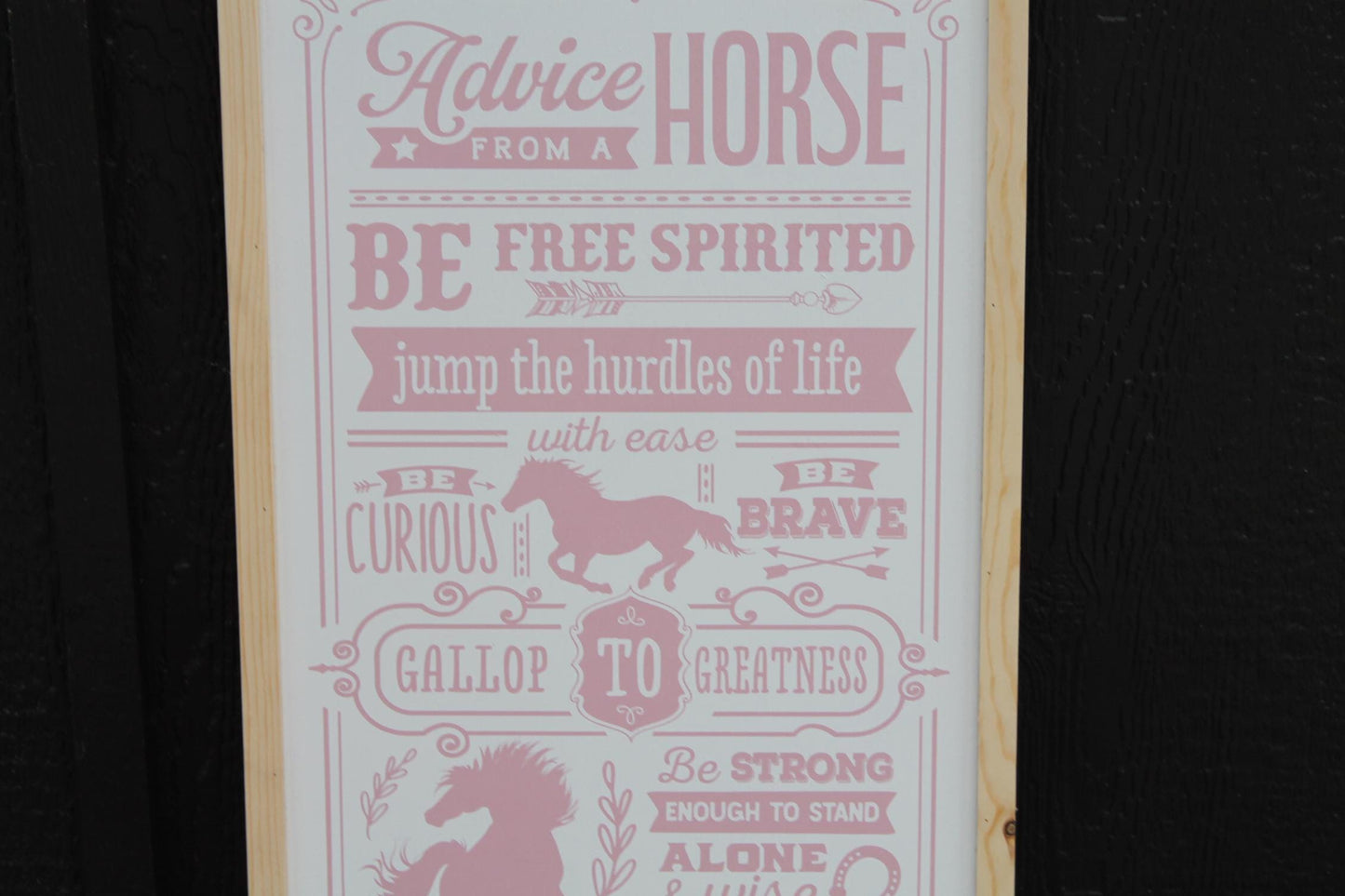 Advice from a Horse Quote Wood Sign UV Ink Font Script Free Spirt pony Sign Farmhouse Cute Primitive Framed Housewarming Gift
