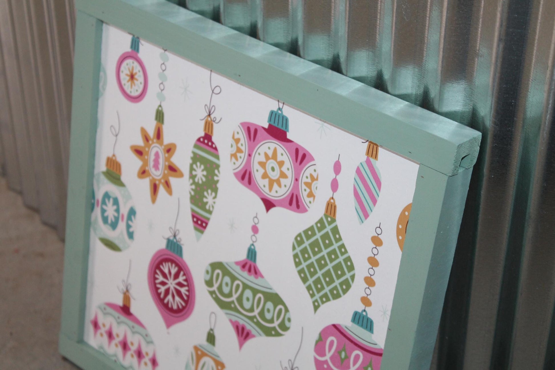 Christmas Ornaments Colorful Festive Holiday Hanging Decorative UV Wood Sign Cute Silly Signage Framed simple design pretty square Decor