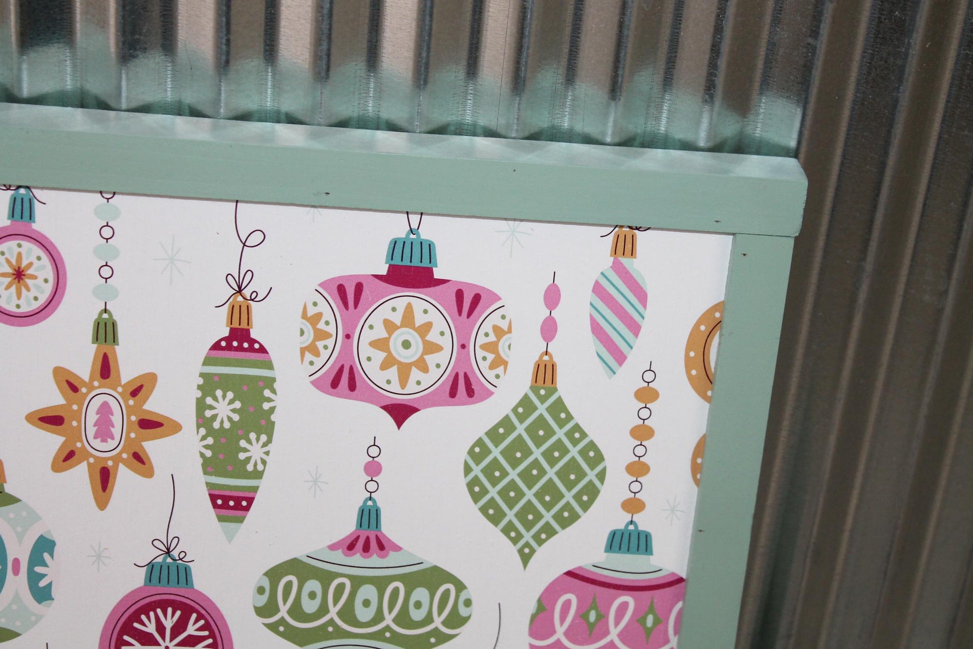 Christmas Ornaments Colorful Festive Holiday Hanging Decorative UV Wood Sign Cute Silly Signage Framed simple design pretty square Decor