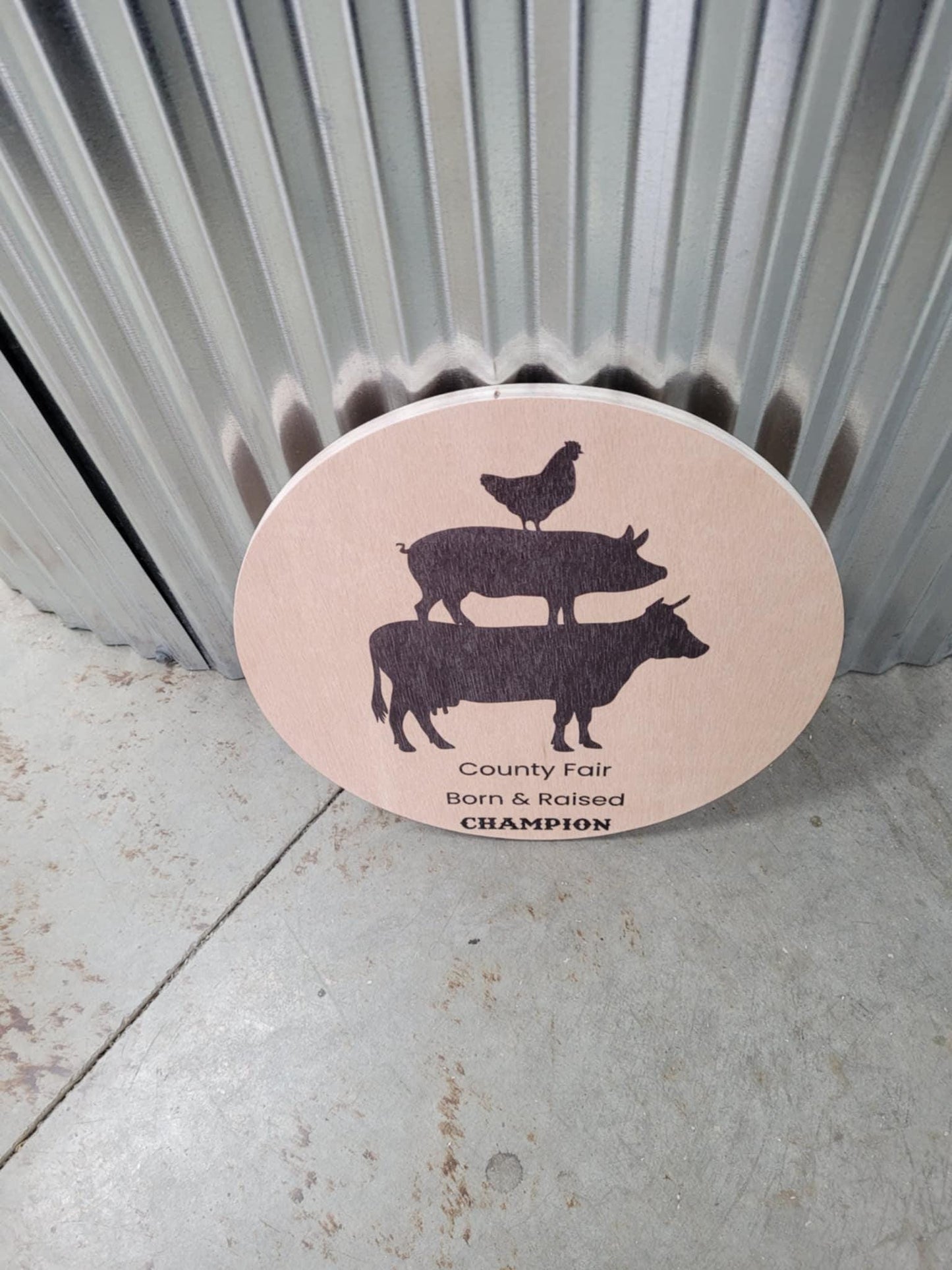 Farm Animal Company Sign County Fair Logo Personalized Customized Lightweight Affordable Barn Door Hanger Signage UV Printed Wood Round