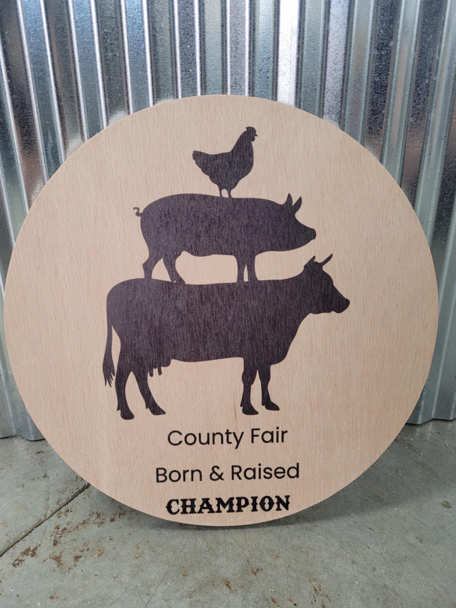 Farm Animal Company Sign County Fair Logo Personalized Customized Lightweight Affordable Barn Door Hanger Signage UV Printed Wood Round