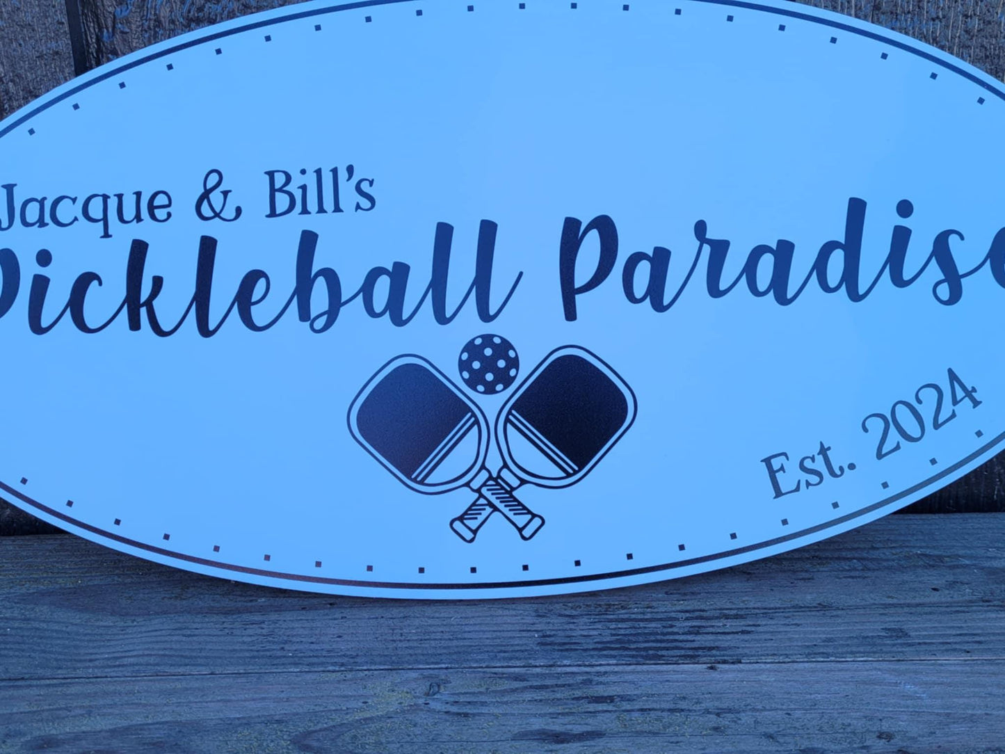 Pickleball Oval Weatherproof Sign Sports PVC Plastic Smooth Personalized Ready for your Business Logo Outdoor Printed Custom