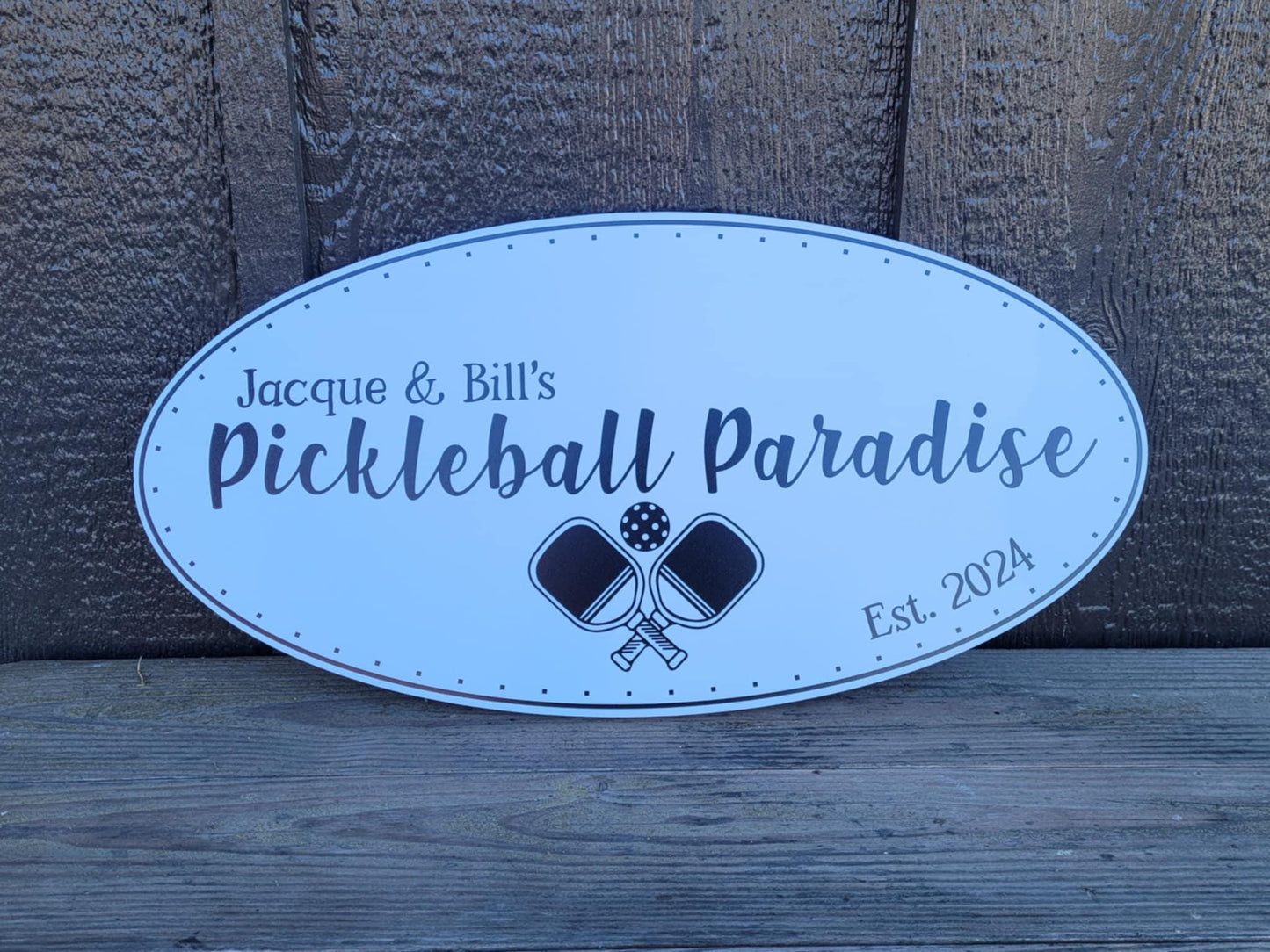 Pickleball Oval Weatherproof Sign Sports PVC Plastic Smooth Personalized Ready for your Business Logo Outdoor Printed Custom