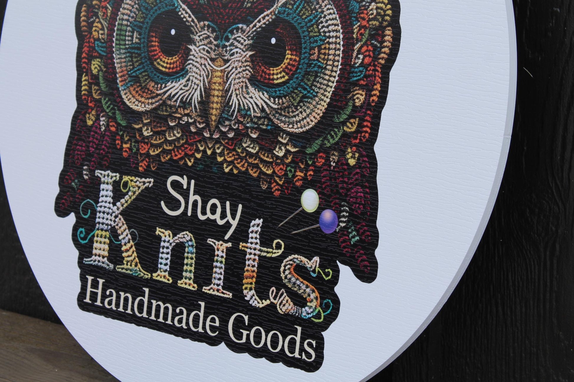 Custom Knitting Crochet Company Weatherproof PVC Sign Your Logo Personalized Round Circle Textured Ready for your Business Logo Personalized