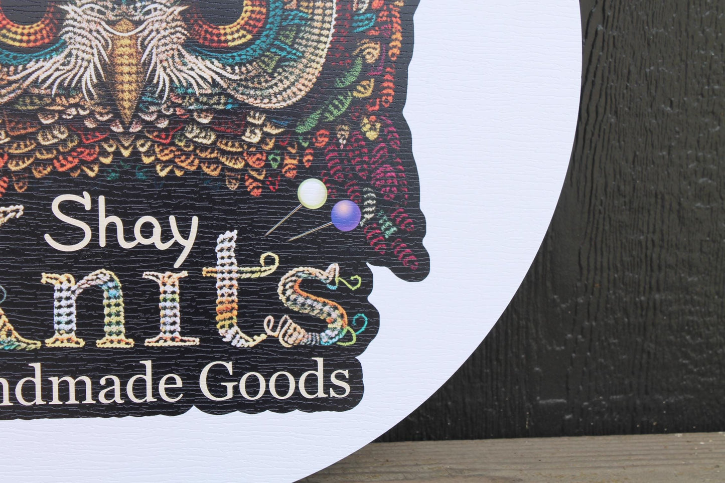 Custom Knitting Crochet Company Weatherproof PVC Sign Your Logo Personalized Round Circle Textured Ready for your Business Logo Personalized