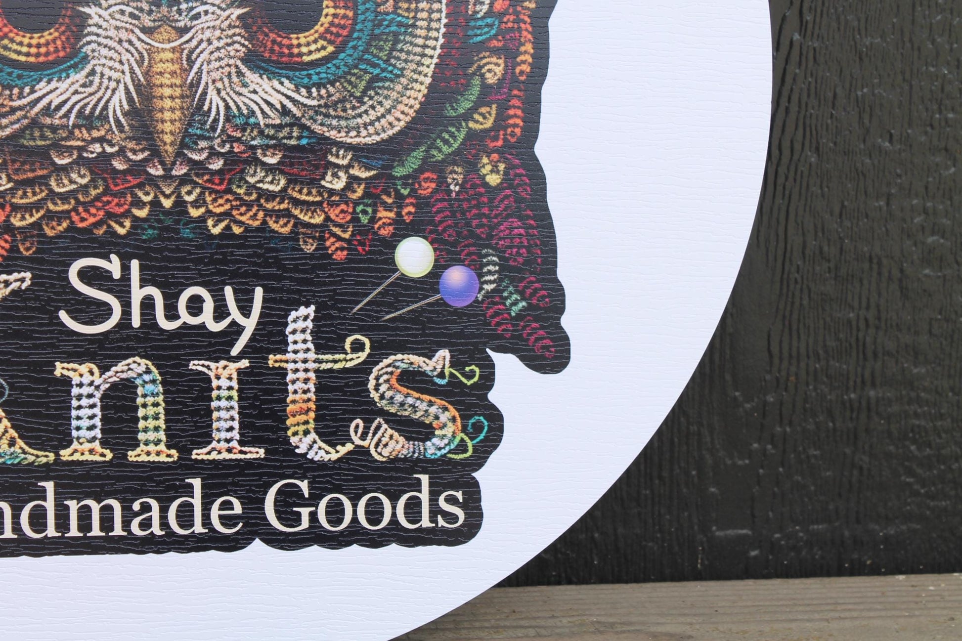 Custom Knitting Crochet Company Weatherproof PVC Sign Your Logo Personalized Round Circle Textured Ready for your Business Logo Personalized