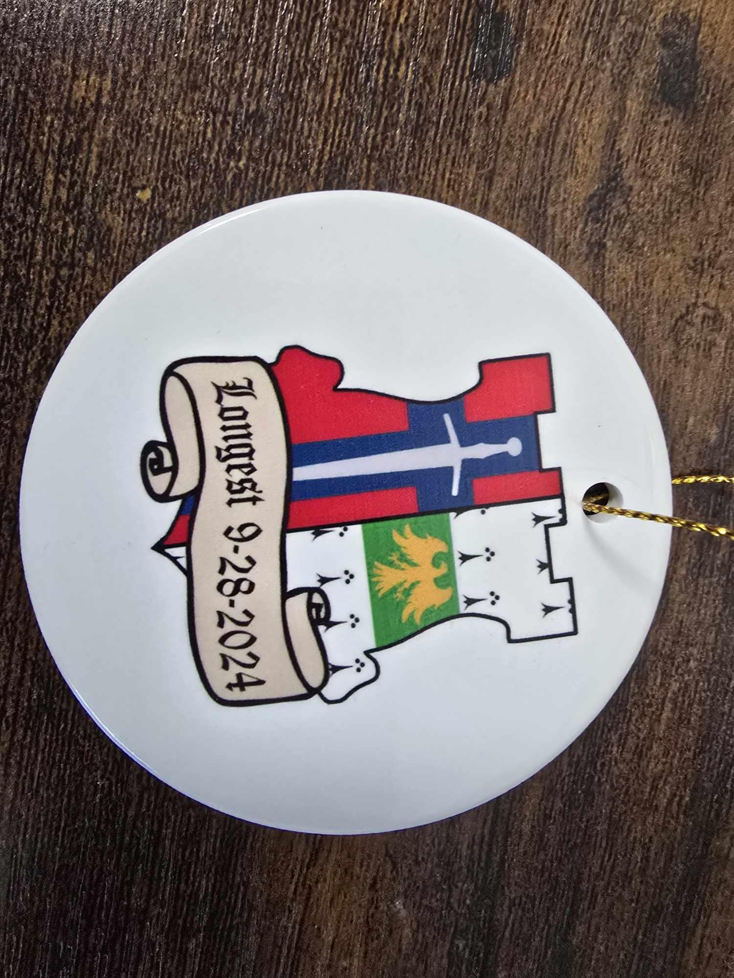 Ceramic Crest Ornament Keepsake Image Wedding Anniversary Printed Christmas Gift Personalized Birthday Memory Round cute Holiday Custom