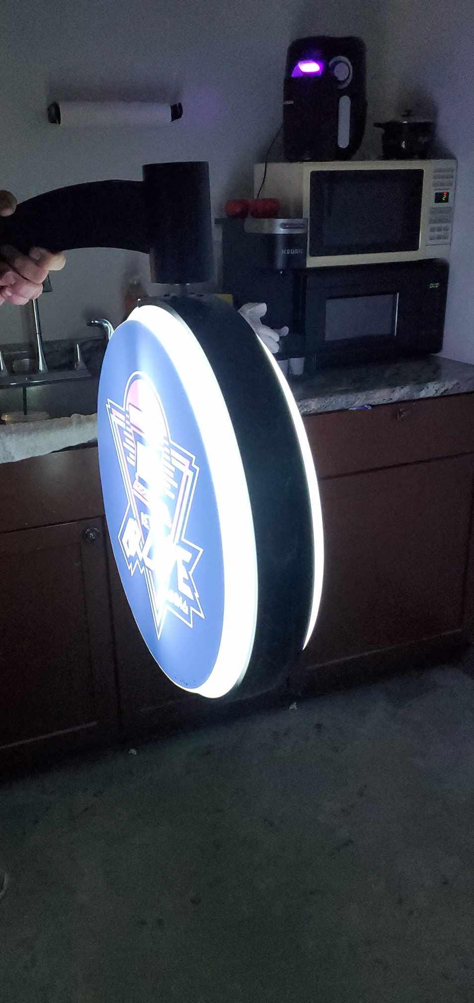 Custom Light lit led store front entrance Outdoor Round Blade Sign Wall Rotating Mounted Circle for your business display your logo
