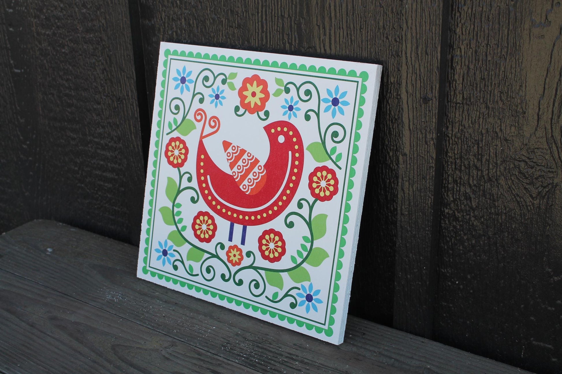 Bird Floral Barn Quilt Window Hanging Decorative Cute Flower Kitchen UV Wood Sign Cute Country Pretty Dove Chicken Outdoor Decor House PVC