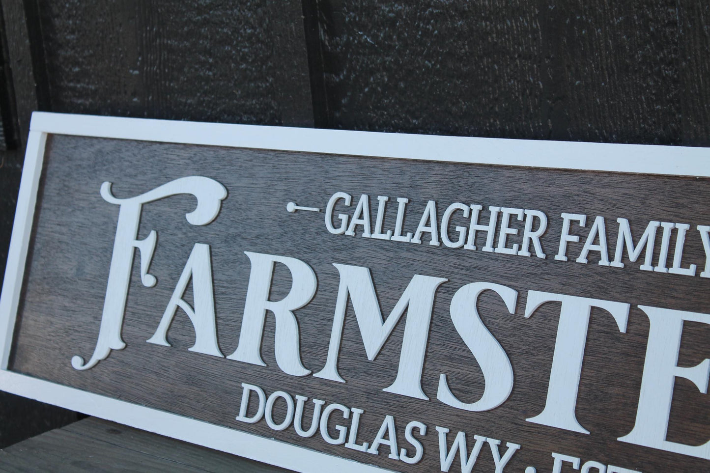 Large Family Sign 3D Large Custom Farmstead Sign Over-sized Rustic Wood Brown and White Country Western Ranch Your Name Established Custom