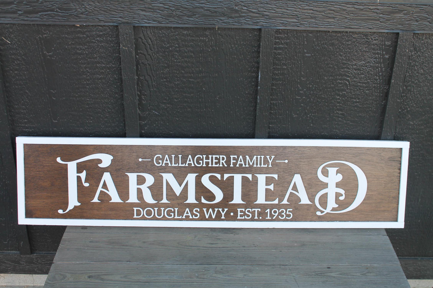 Large Family Sign 3D Large Custom Farmstead Sign Over-sized Rustic Wood Brown and White Country Western Ranch Your Name Established Custom