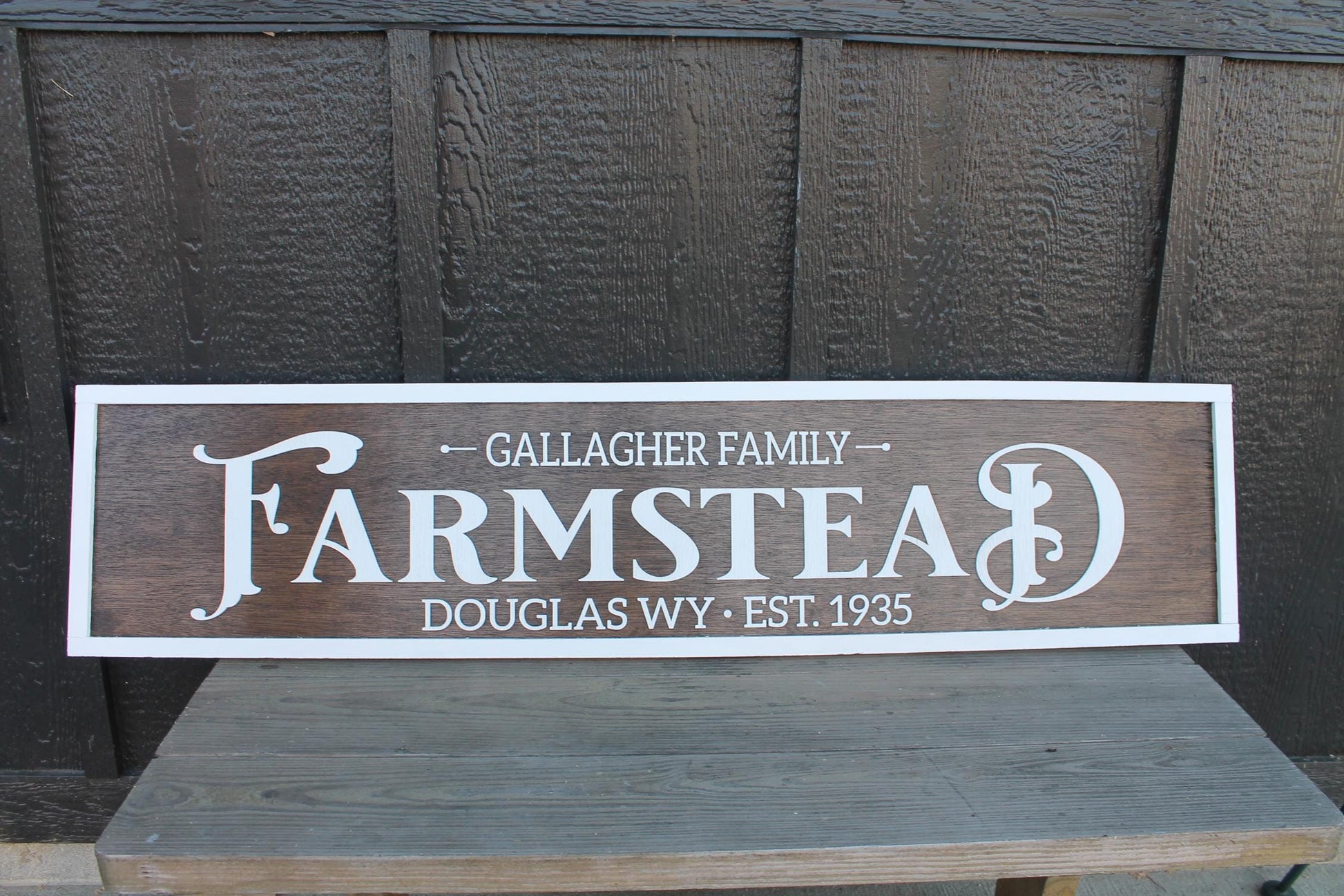 Large Family Sign 3D Large Custom Farmstead Sign Over-sized Rustic Wood Brown and White Country Western Ranch Your Name Established Custom