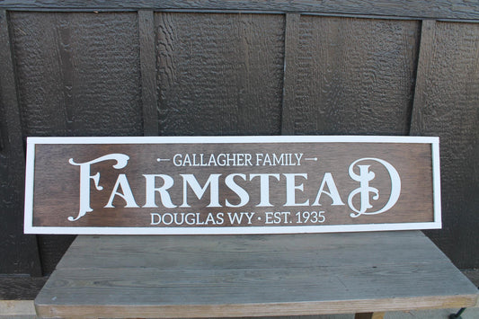 Large Family Sign 3D Large Custom Farmstead Sign Over-sized Rustic Wood Brown and White Country Western Ranch Your Name Established Custom
