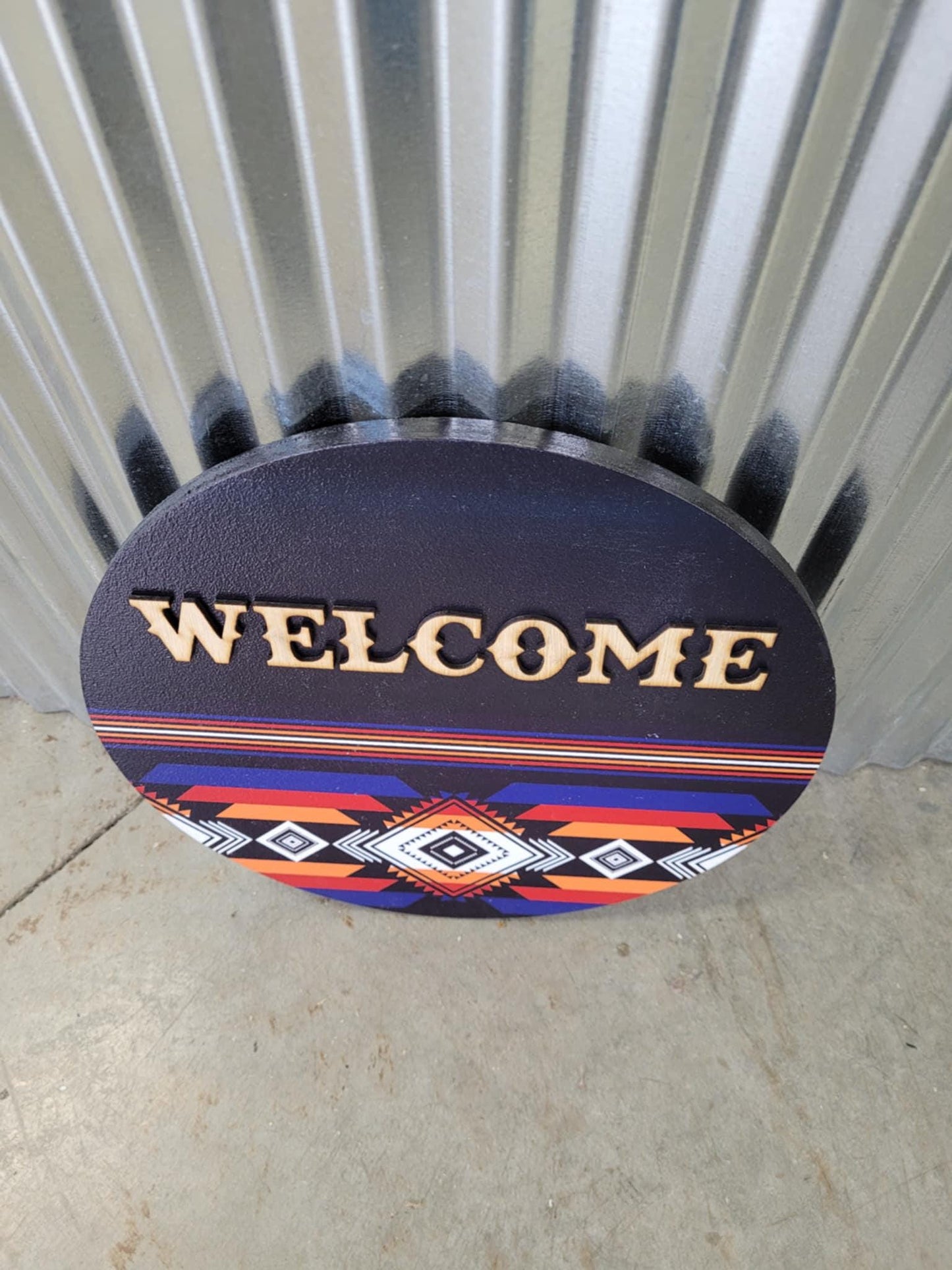 Welcome Western Barn Quilt Window Hanging Decorative UV Wood Sign Cute Country Signage Raised Home Colorful Diamond Sign Aztec