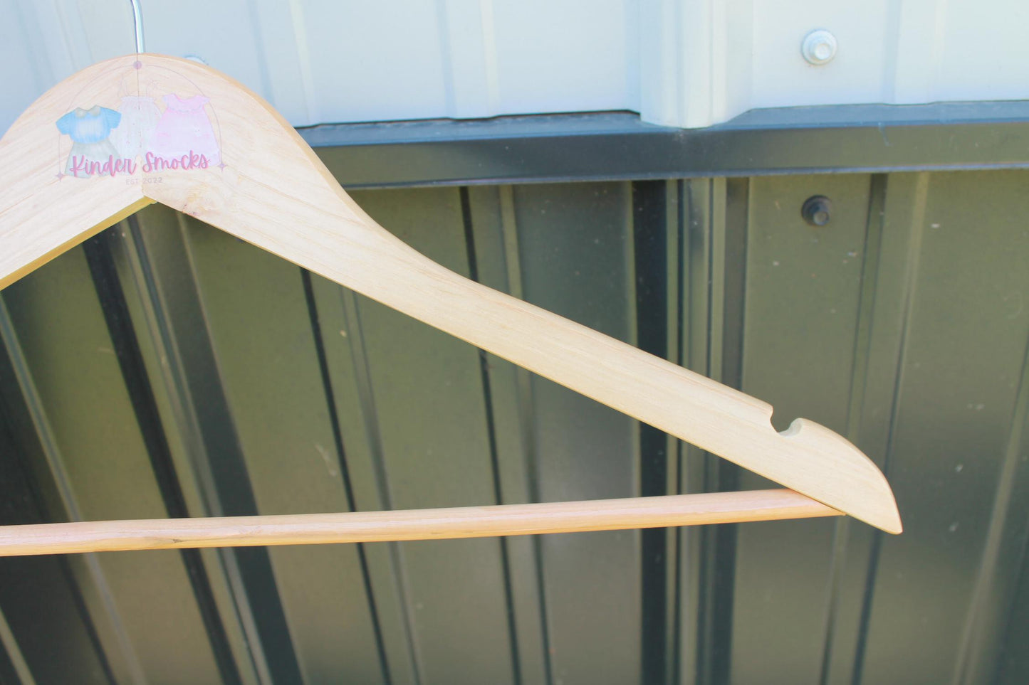 Custom Business UV Printed Hanger Hard Wood Sturdy clothing Coats Shirts Skirts Dresses Kids Children Clothes Dress Pants Scarfs