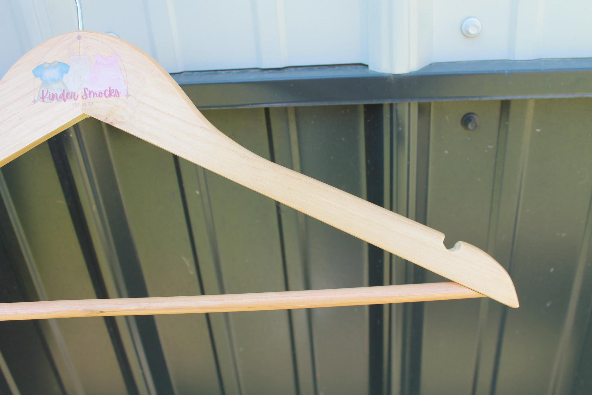 Custom Business UV Printed Hanger Hard Wood Sturdy clothing Coats Shirts Skirts Dresses Kids Children Clothes Dress Pants Scarfs