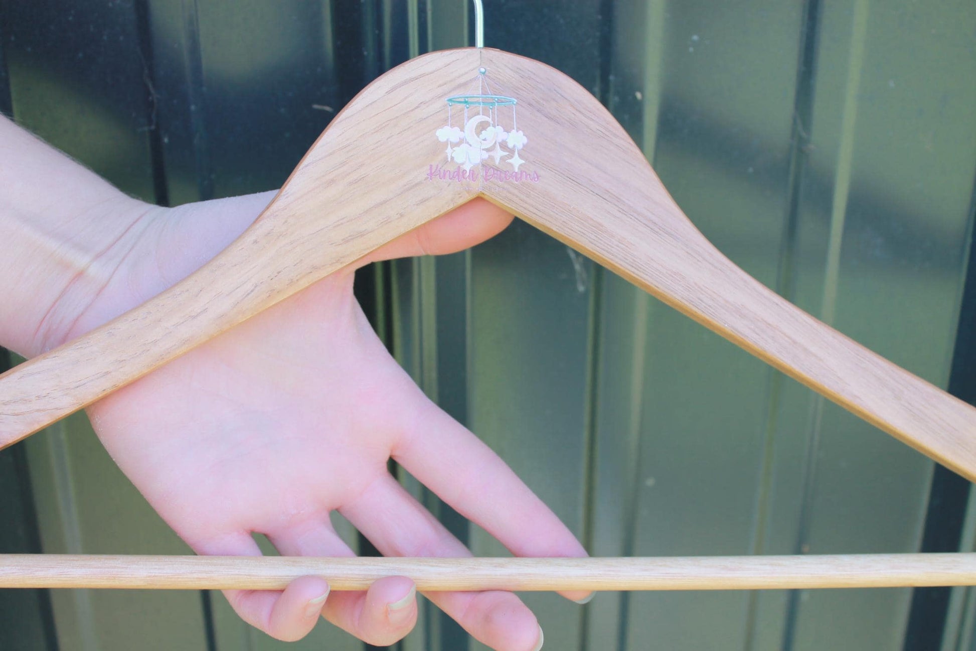 Nursery Custom UV Printed Hanger Engraved Hard Wood Sturdy clothing Coats Dreamcatcher Clouds Dreamer Kids Children clothes Moon Stars