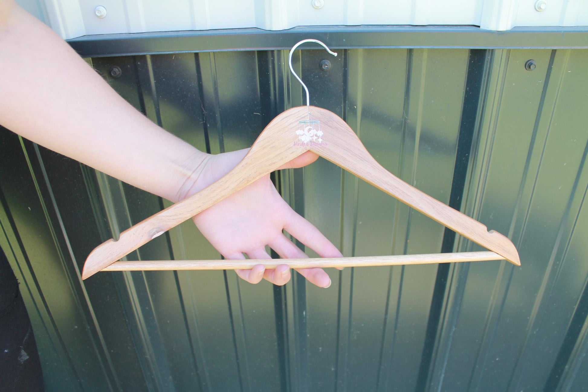 Nursery Custom UV Printed Hanger Engraved Hard Wood Sturdy clothing Coats Dreamcatcher Clouds Dreamer Kids Children clothes Moon Stars