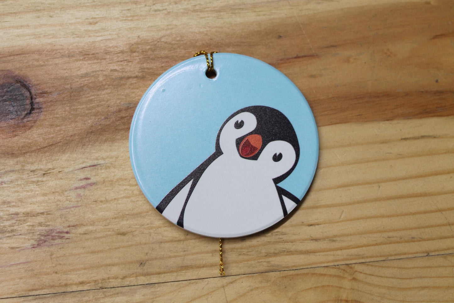 Penguin Baby Holiday Ceramic Christmas tree Decoration Animal Ornament Decor Circle Gift Cute Winter Hanging Circle Blue Bird Artic