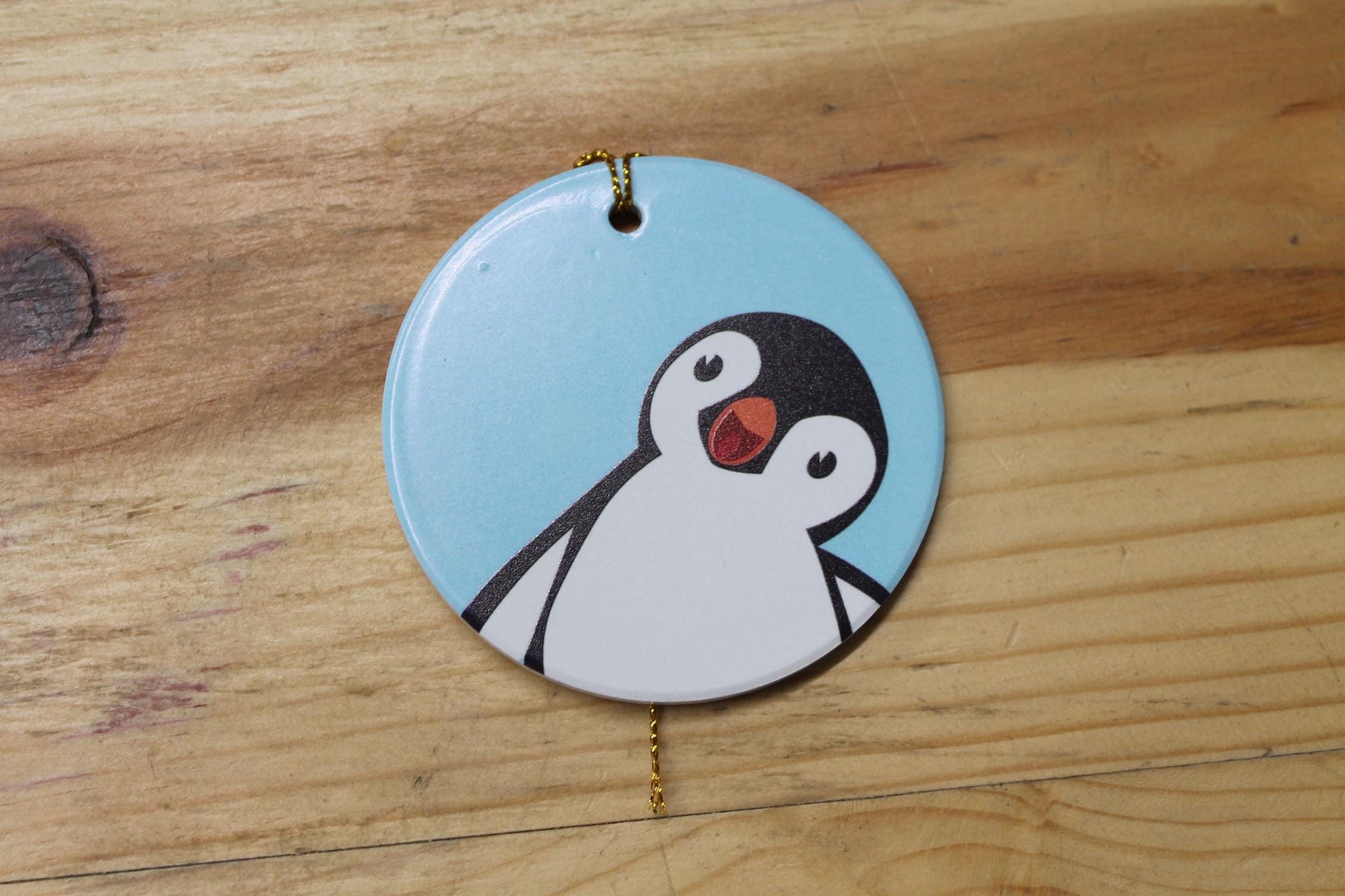 Penguin Baby Holiday Ceramic Christmas tree Decoration Animal Ornament Decor Circle Gift Cute Winter Hanging Circle Blue Bird Artic