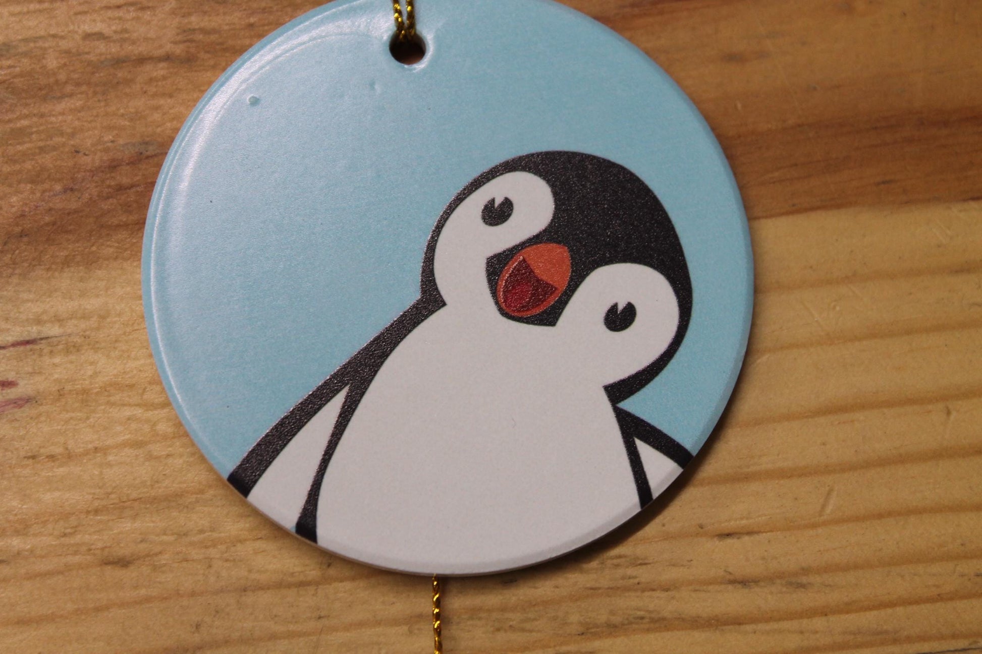 Penguin Baby Holiday Ceramic Christmas tree Decoration Animal Ornament Decor Circle Gift Cute Winter Hanging Circle Blue Bird Artic