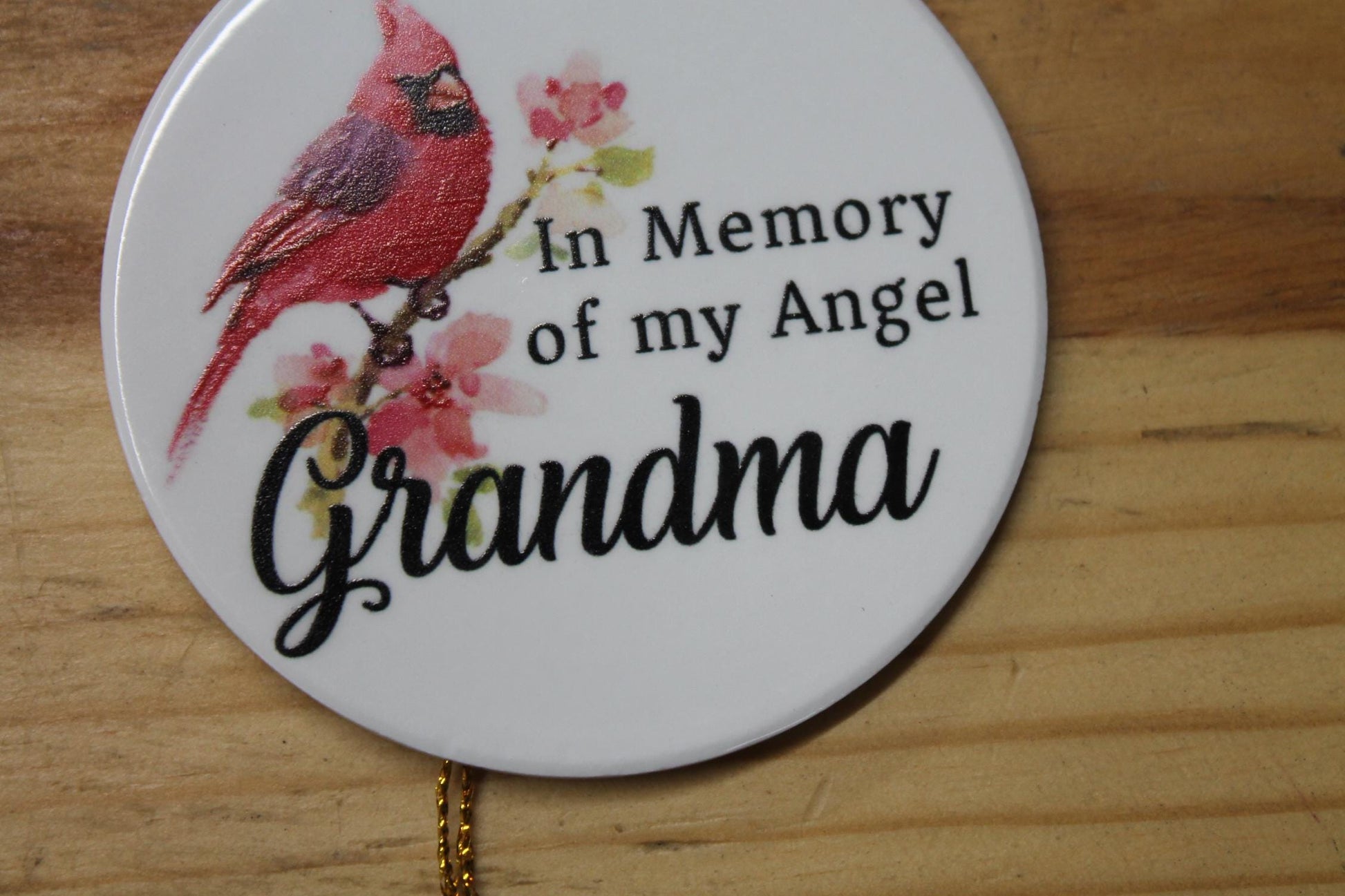 In Memory Of My Angel Grandma Ceramic Cardinal Memorial Ornament Decor Floral Memories Gifts Cute Mother Nana Grammy Hanging Circle Heaven
