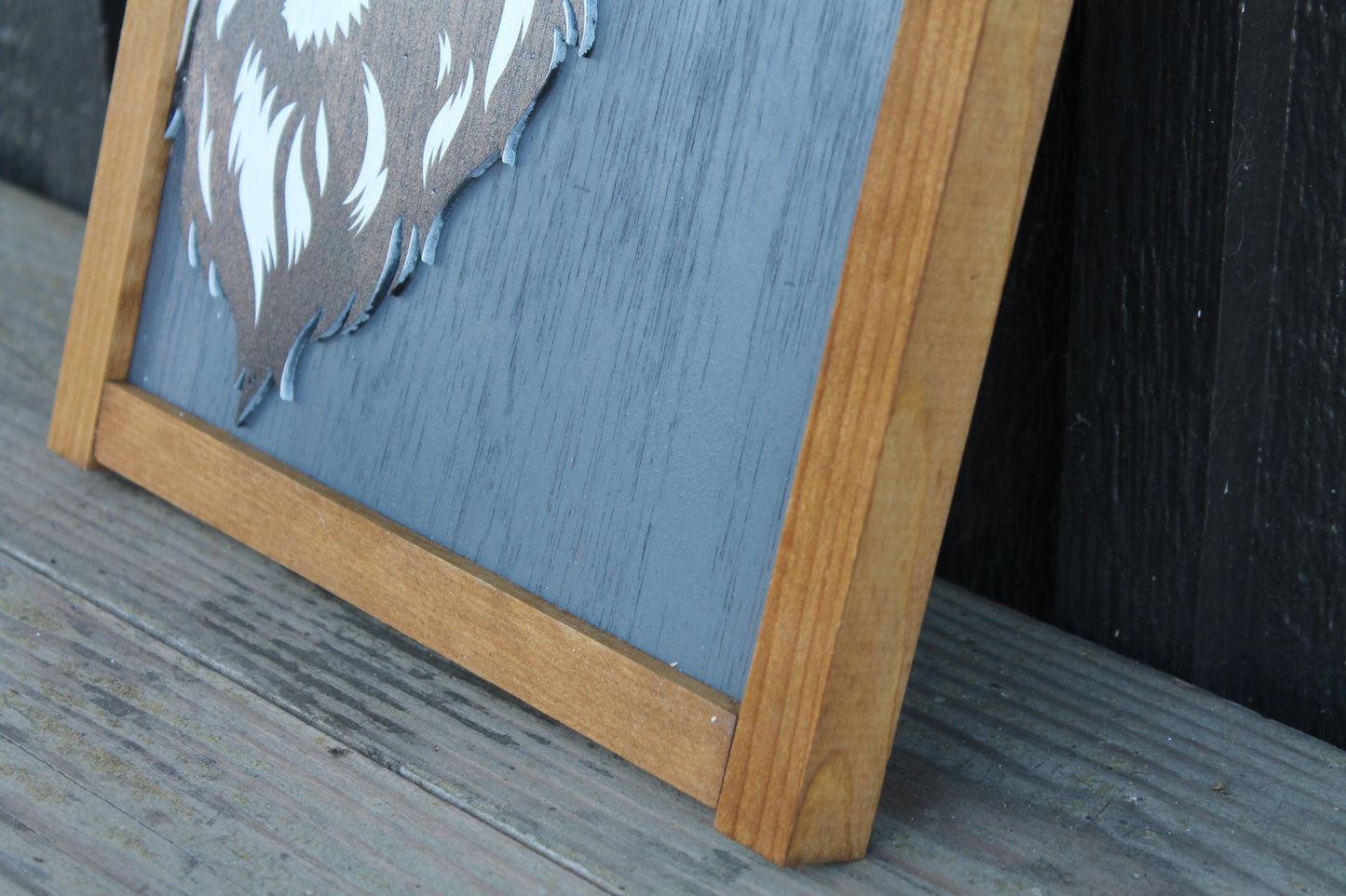 Highland Cow Wood Sign UV 3D Raised Text Hairy Heifer Farm Cow Cute Kisses Country Cottagecore Primitive Framed Wall Hanging Porch Decor