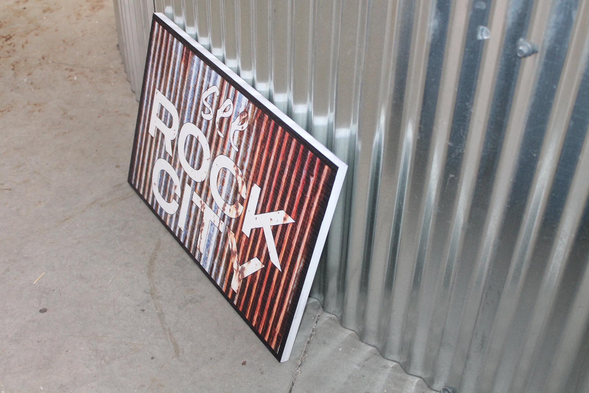 See Rock City Faux Metal UV Print Hanging Decorative Rustic Sign Country Pretty Outdoor Decor House PVC Square