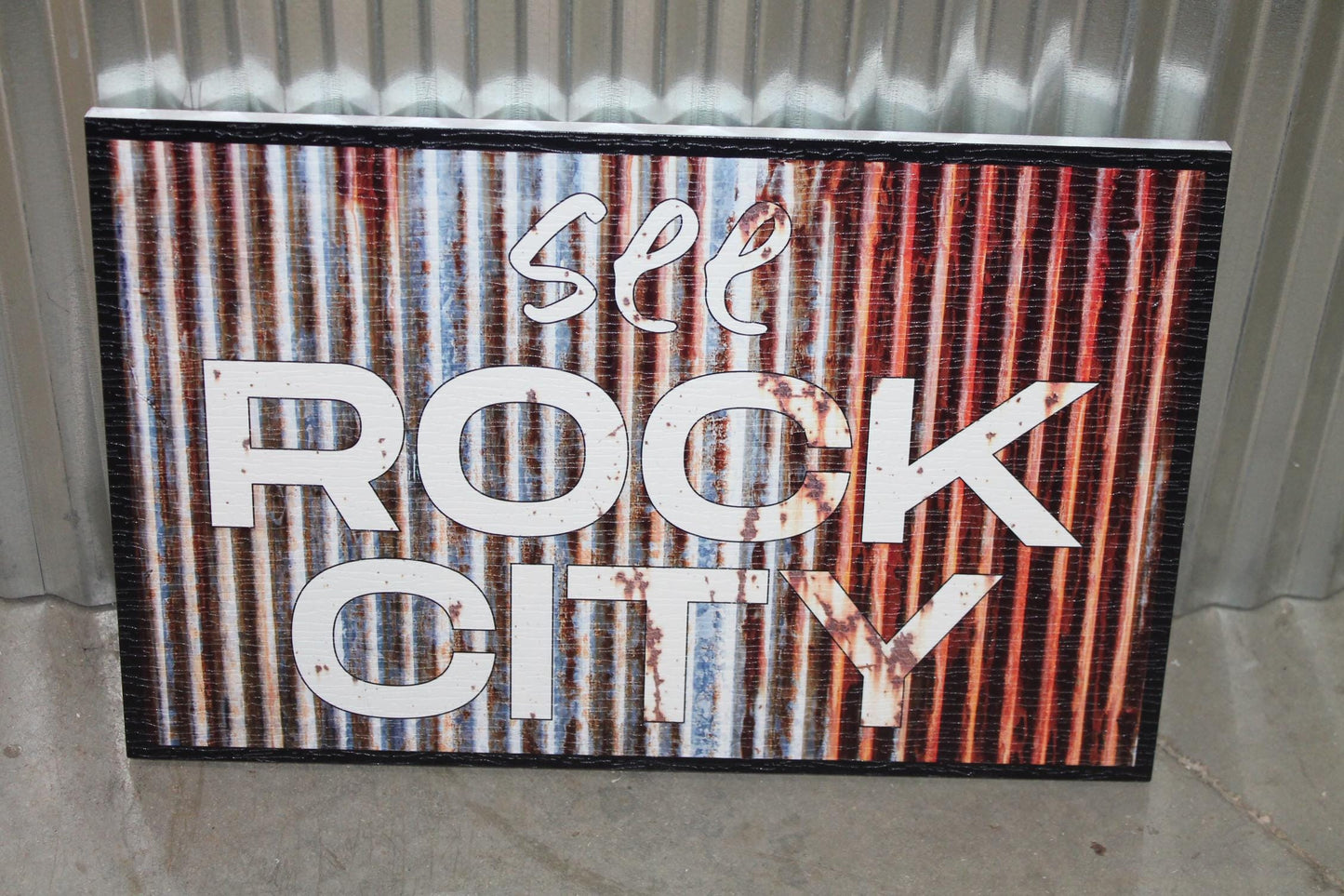 See Rock City Faux Metal UV Print Hanging Decorative Rustic Sign Country Pretty Outdoor Decor House PVC Square