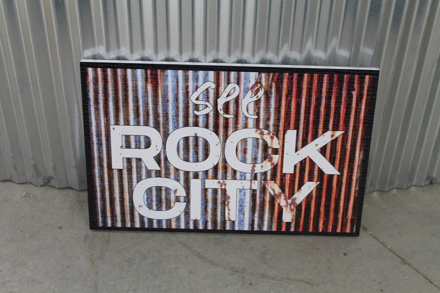 See Rock City Faux Metal UV Print Hanging Decorative Rustic Sign Country Pretty Outdoor Decor House PVC Square