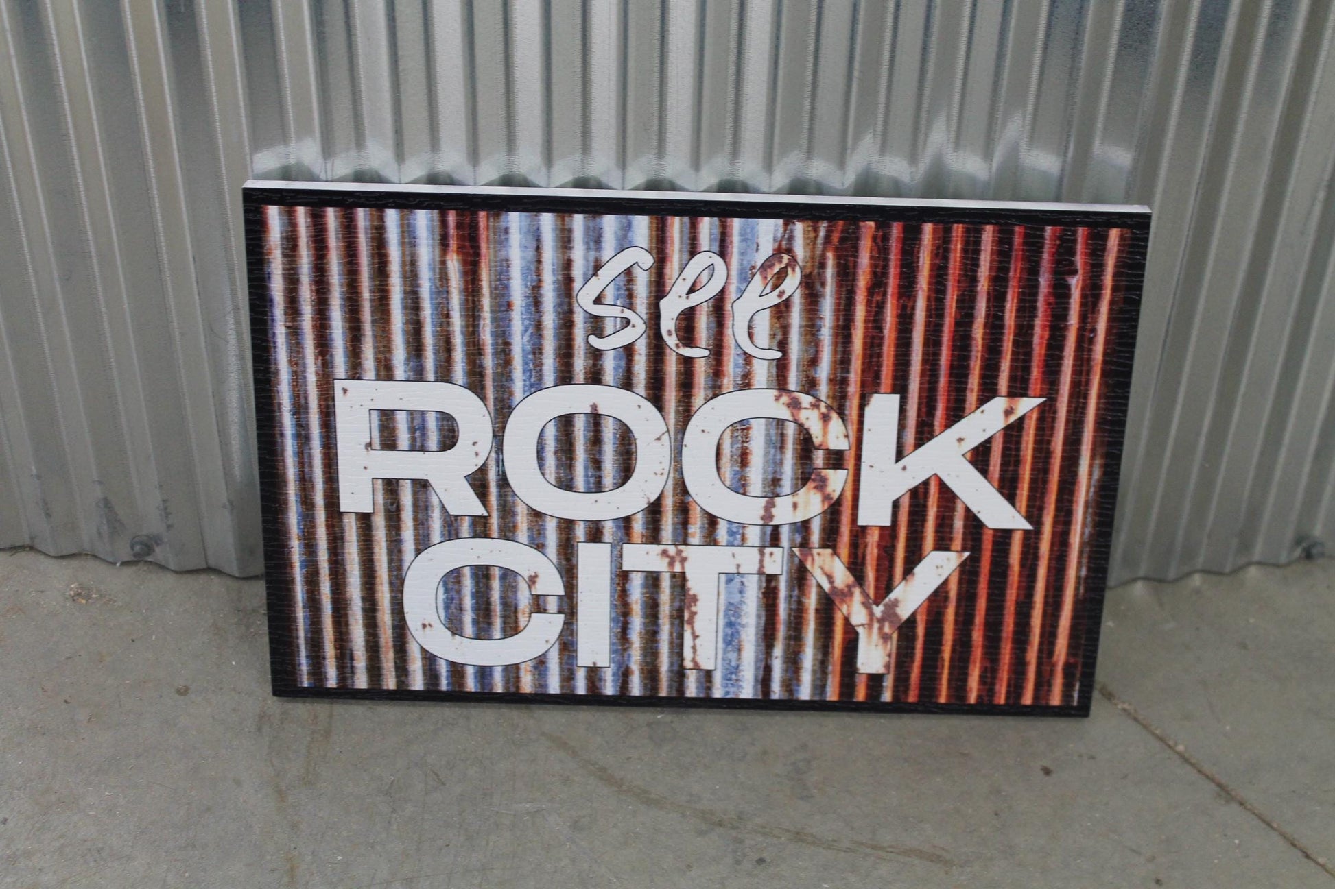 See Rock City Faux Metal UV Print Hanging Decorative Rustic Sign Country Pretty Outdoor Decor House PVC Square