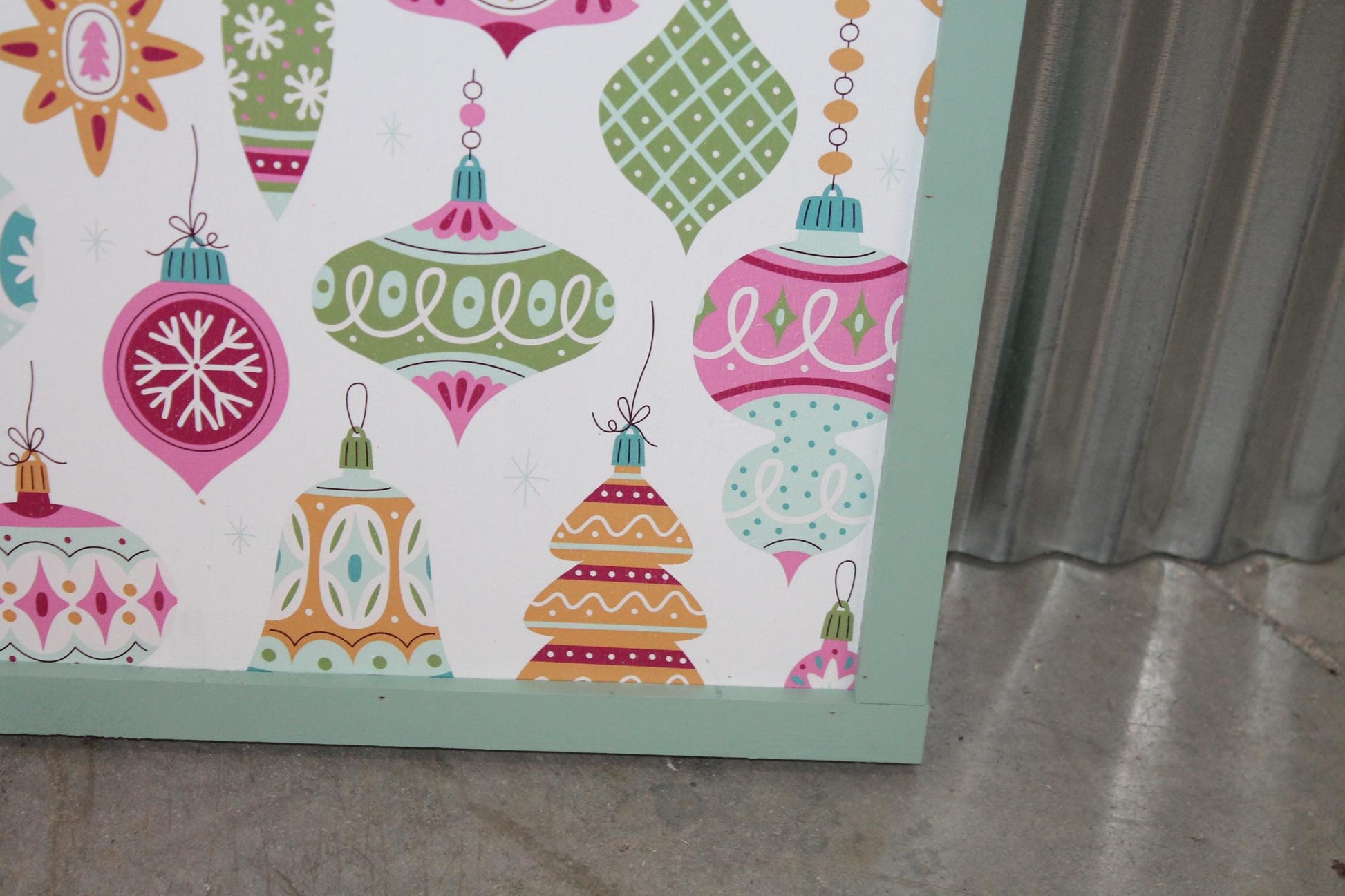 Christmas Ornaments Colorful Festive Holiday Hanging Decorative UV Wood Sign Cute Silly Signage Framed simple design pretty square Decor