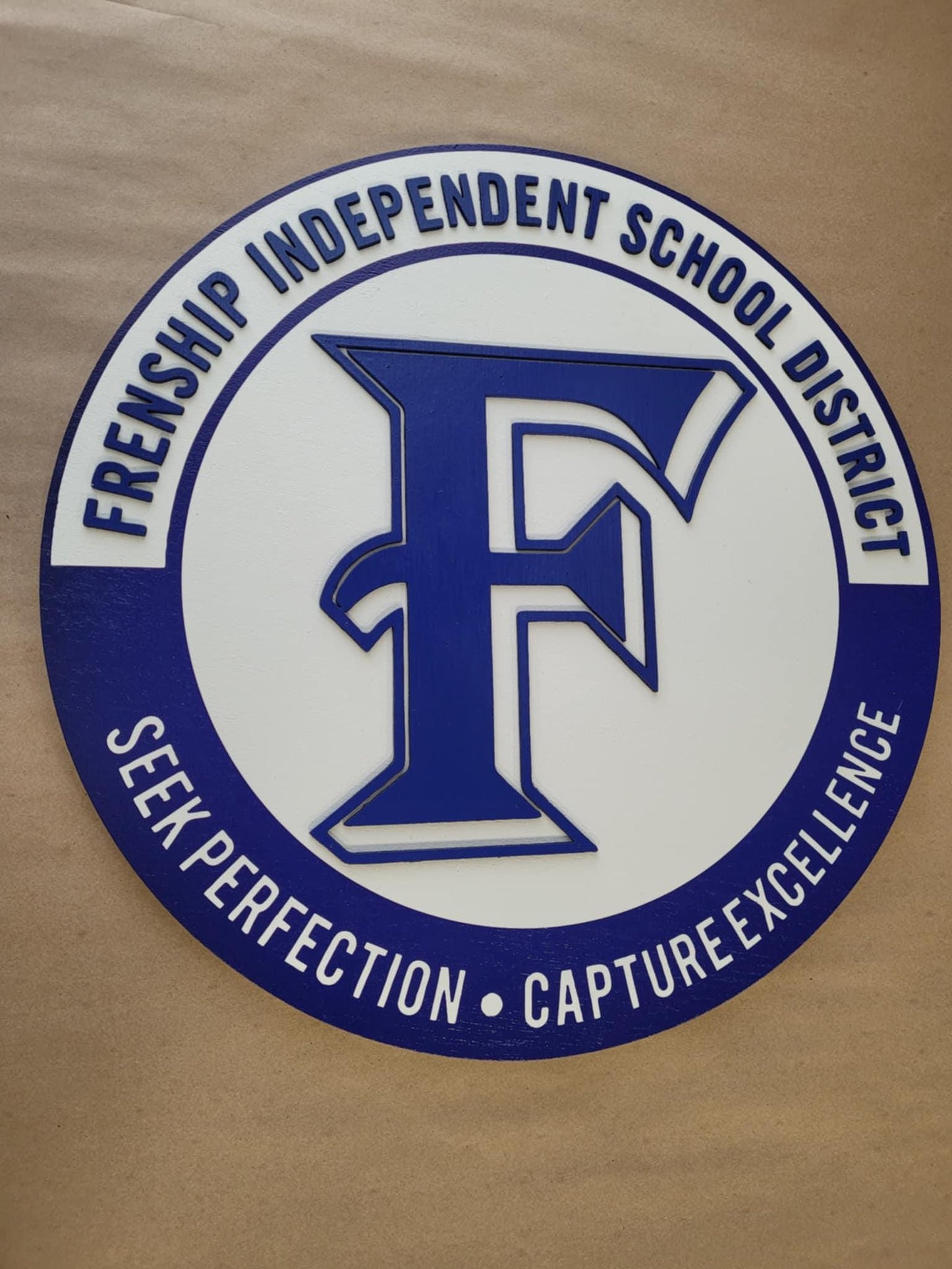 School Excellence Handmade Custom Wooden Sign Logo Personalized Hanging Sign Raised Letters Round Printed Elementary Intermediate District