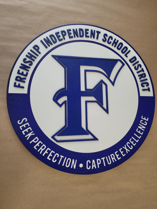 School Excellence Handmade Custom Wooden Sign Logo Personalized Hanging Sign Raised Letters Round Printed Elementary Intermediate District