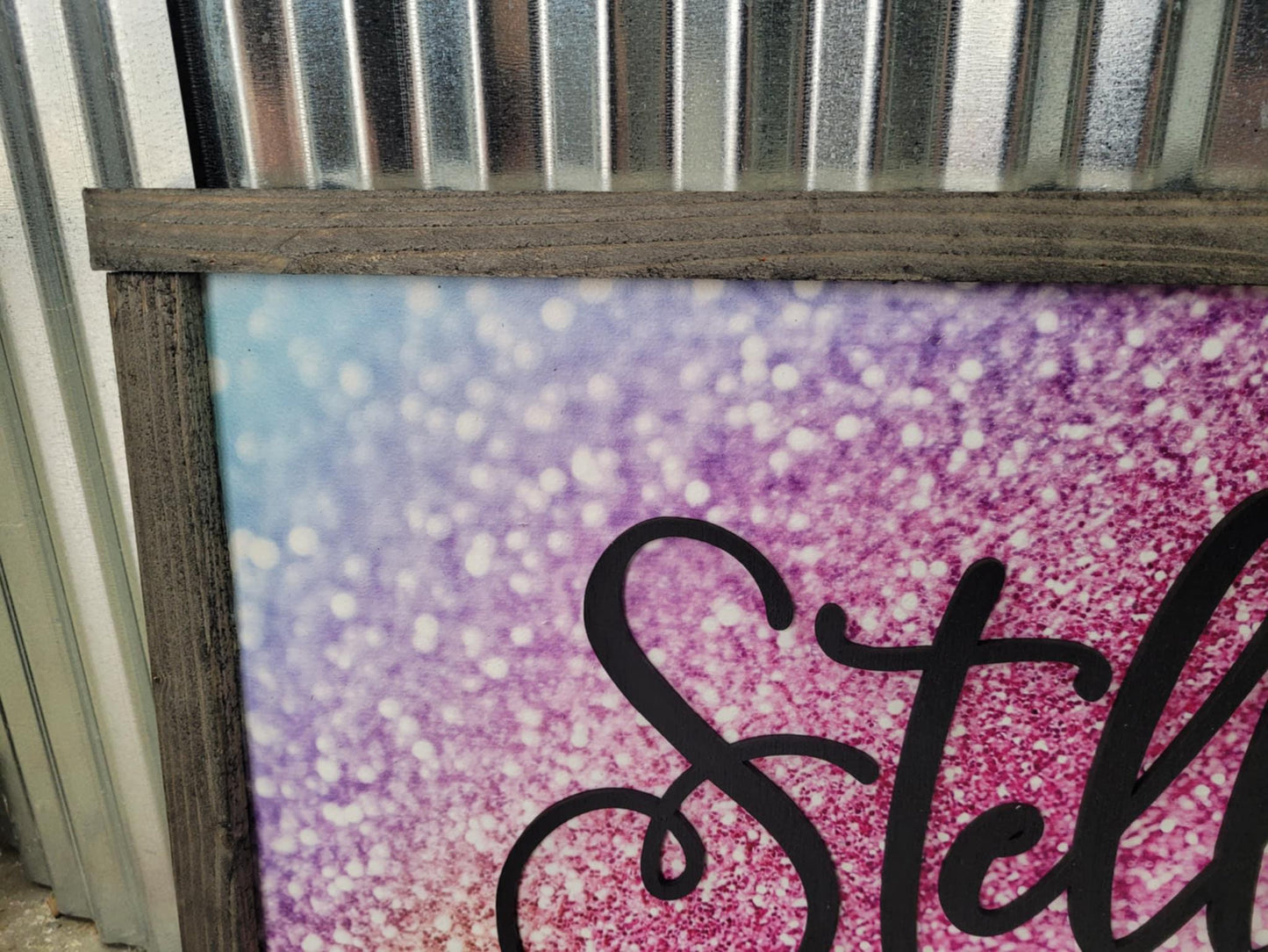Name Glitter Unicorn Space Wood Sign Raised Text Large Printed Bedroom Hanging Pink Purple Decor Nursery Playroom Girl Toddler Baby