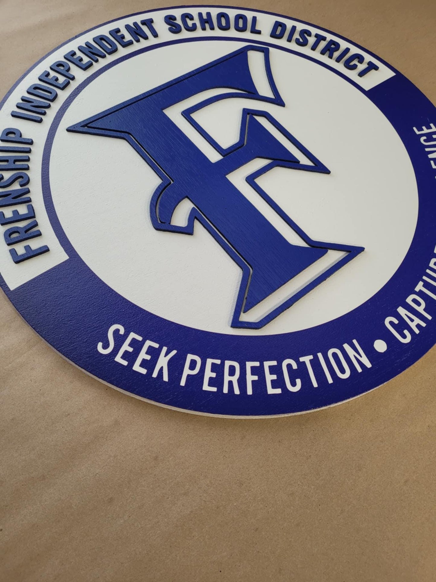 School Excellence Handmade Custom Wooden Sign Logo Personalized Hanging Sign Raised Letters Round Printed Elementary Intermediate District