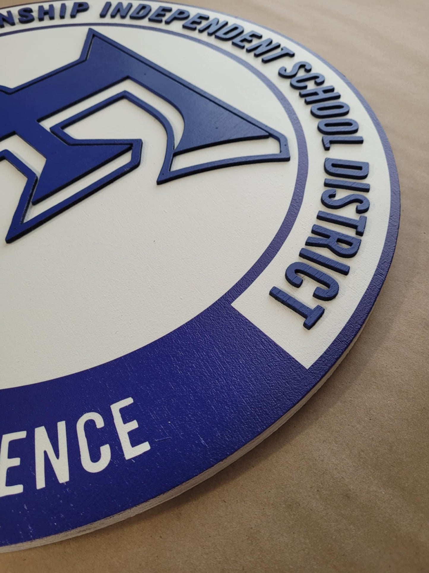 School Excellence Handmade Custom Wooden Sign Logo Personalized Hanging Sign Raised Letters Round Printed Elementary Intermediate District